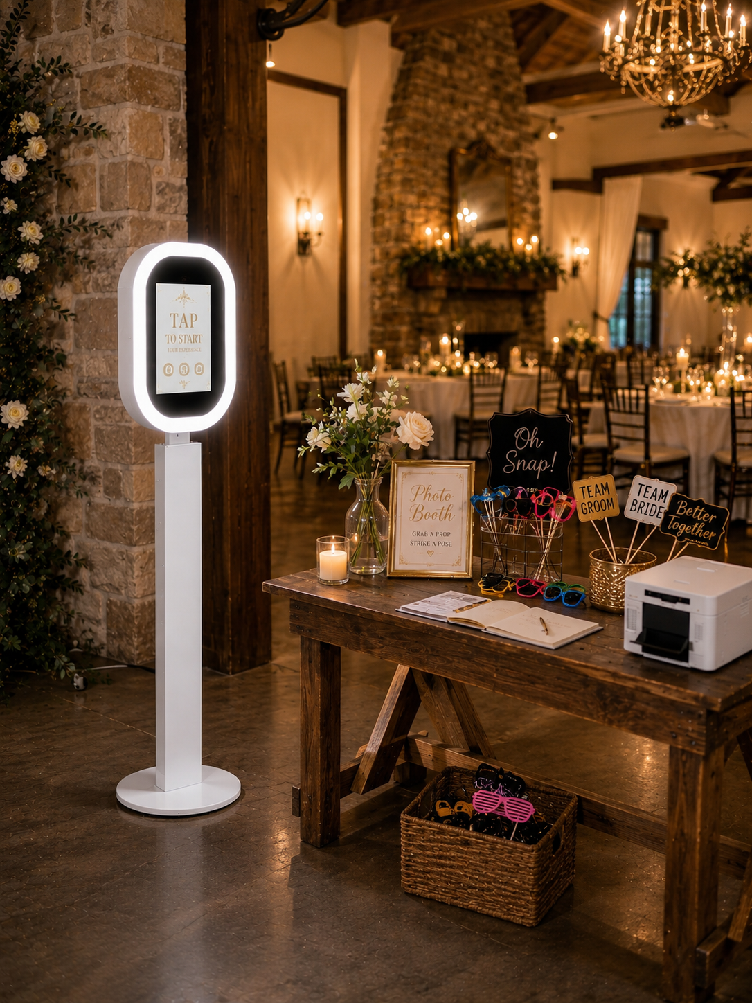 Glow & Gather Visalia photo booth at a decorated venue